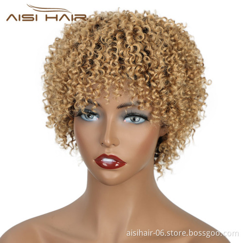 Aisi Hair Pixie Cut Short Afro Curly Kinky Wave #613 Blonde Unprocessed  Brazilian Short Brazilian Hair Brown Wig